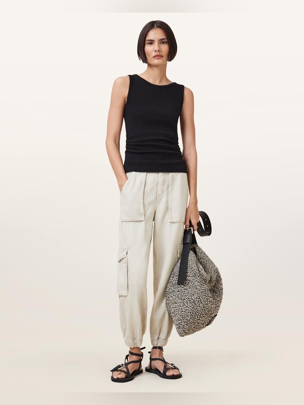 All Saints Ecru Jogger Cargo Pants